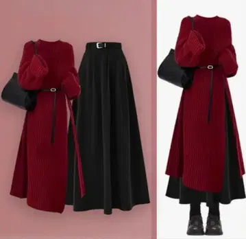 2025년 신년 군복 스타일 레드 원피스 고급 품질 탑 스커트 TEMU