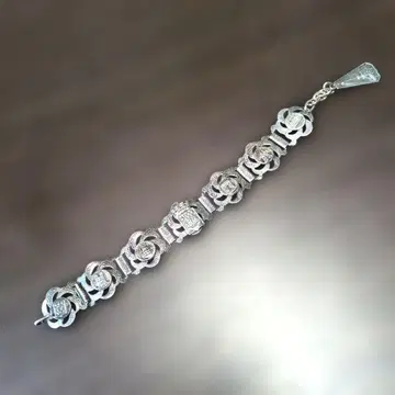 실버 꽃 모티브 팔찌