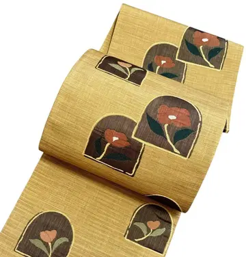 A 109 미착용 새상품급 후쿠로 오비 육통 무늬  순수 실크 기모노