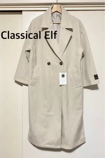 택 포함 새상품 클래식 엘프 롱 코트 오버 사이즈 아이보리 S