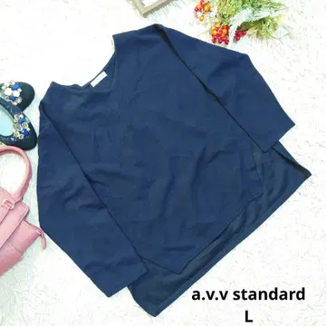 a.v.v standard 티셔츠 ( L ) 네이비/V넥/리브