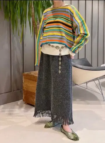 BEAMS BOY 멀티 컬러 보더 니트 스웨터