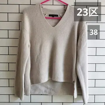 23구 울 미들 게이지 V넥 니트 풀오버