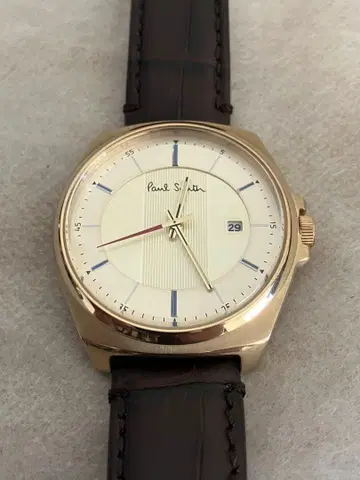 작동 폴스미스 골드 계열 다이얼 데이트 남성용 QZ 손목시계