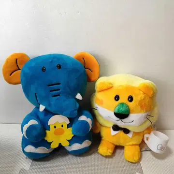 타베코 동물 하마 사자 코끼리 BIG 봉제 인형 2점 묶음 판매
