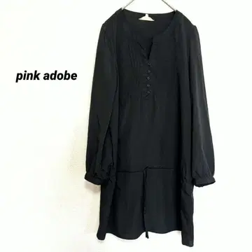 2973M 핑크 애드베 무릎 기장 원피스 블랙 긴팔 튜닉 무지 내추럴