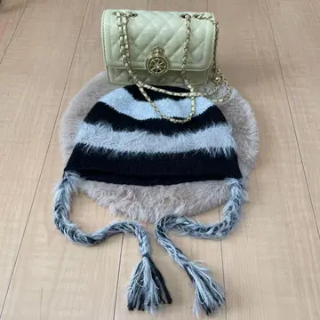 wego 라메 라인 니트 캡 백 세트