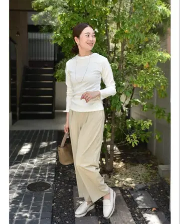 OURHOME 탄력 턱 와이드 팬츠 (발수) M