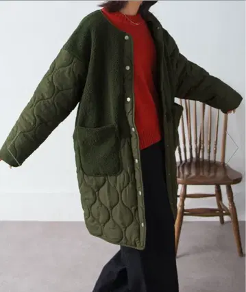 [ 새상품 ] CHILLFAR 칠퍼 노카라 퀼트 코트 L 사이즈 카키