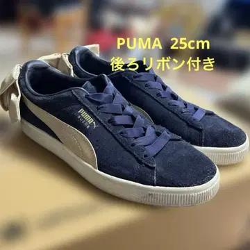 PUMA 네이비 스웨이드 스니커즈 밴딩 끈