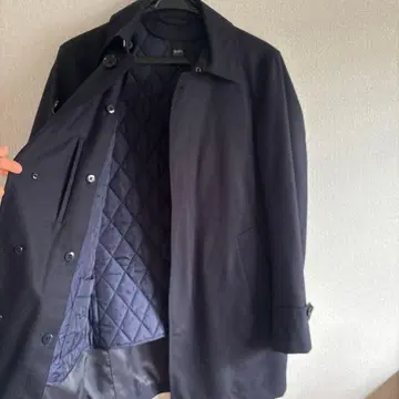 새상품급 SHIPS 스텐칼라 울 코트 이너 포함 다크 네이비