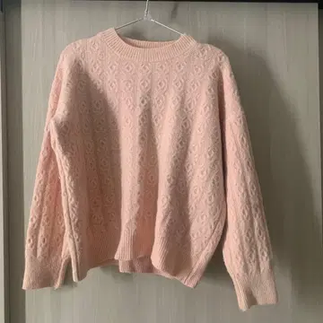 Wordrobe 핑크 긴팔 스웨터 케이블 짜임