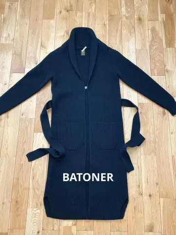 컨디션 최상 BATONER 울100% 롱 가디건 블랙 사이즈1