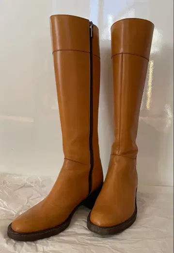 REGAL 카멜색 지퍼 달린 롱 부츠