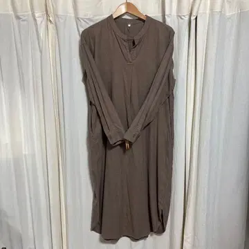 [무인양품] 플란넬 키넥 긴팔 원피스 M-L 브라운 기모