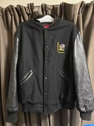 USA제 빈티지 가죽 멜톤 바시티 자켓