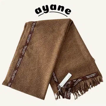 미사용 새상품 ayane 아얀 로고 테이프 머플러 카멜 대형 스톨