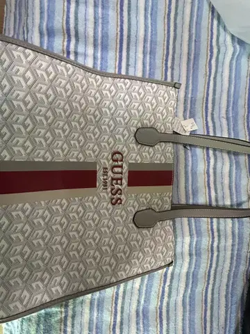 GUESS 토트백 화이트/레드