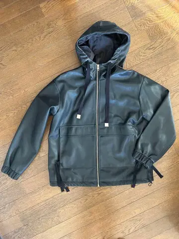 ZARA 인조 가죽 블루종 후드티 자켓