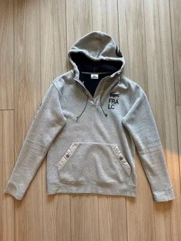 [레어] 라코스테 세일링 후드티 그레이 M 후디 로고 하프 지퍼