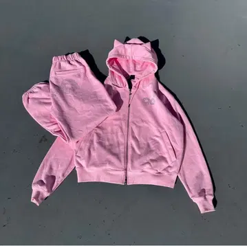 핑크 고양이 귀 달린 맨투맨 세트