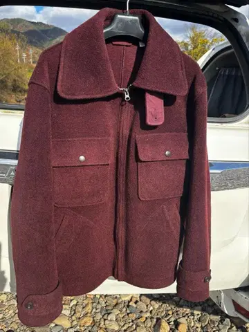 UNIQLO U 울 블렌드 플리스 자켓 L 버건디