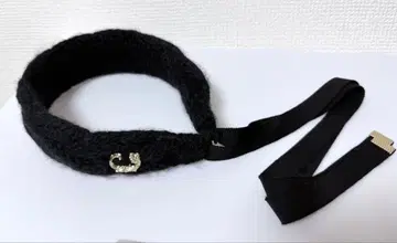 CA4LA 카시라 헤어 머리띠 리본 울 블랙 로고 참