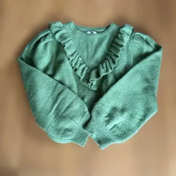 jouetie 프릴 장식 그린 니트