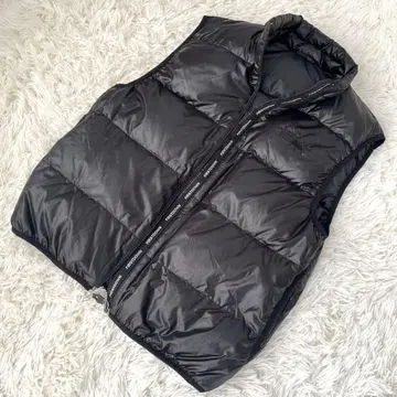 90s FIRST DOWN 다운 베스트 M 블랙 자수 로고 다운 95%