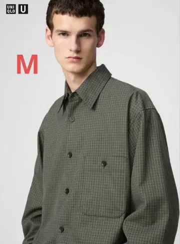 유니클로 U 트윌 워크 오버사이즈 셔츠 올리브