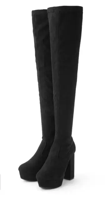 블랙 니하이 부츠 높은 힐 플랫폼 포함