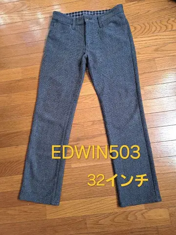 EDWIN 503 와일드 파이어 가을 겨울용 체크 팬츠