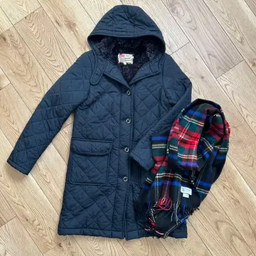 [트래디셔널 웨더웨어] 따뜻한 보아 퀼팅 코트 네이비