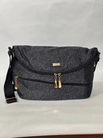 블랙 꽃무늬 나일론 숄더백