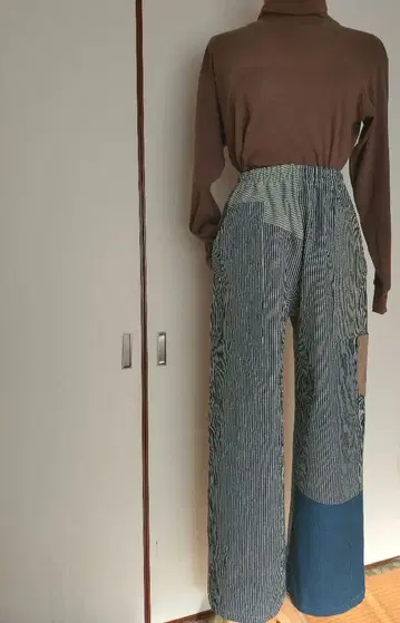 핸드메이드 히코리 패치워크 워크 팬츠/이지 팬츠