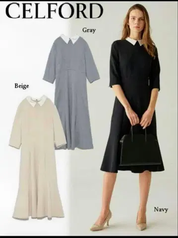 CELFORD 카라 부착 원피스 그레이 36 (1회 착용)