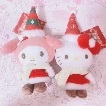 산리오 2024 크리스마스 헬로키티 멜로디 마스코트 홀더 2점