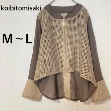 코이비토미사키 메쉬 절개 긴팔 밴드 카라 시스루 자켓 [ M~L ]