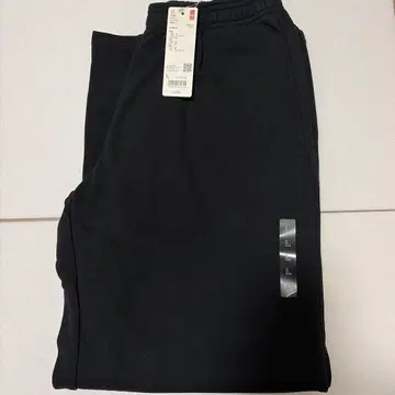 유니클로 맨투맨 와이드 팬츠 긴 길이 L 블랙