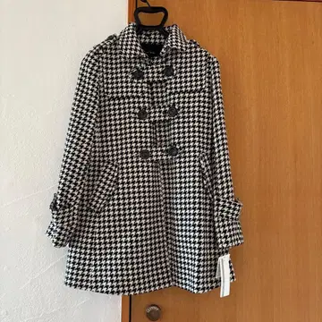 하운드 투스 패턴 체스터 코트