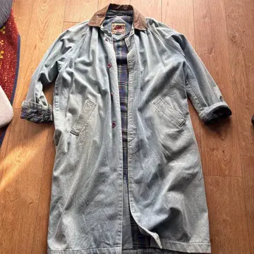 데님 데님 롱 코트