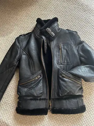 moussy 천연 가죽 라무 무스탕 B3 라이더 자켓 마우지