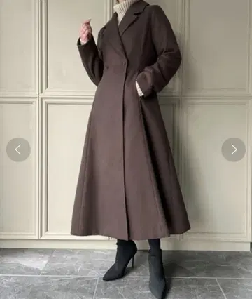 JUNOAH 플레어 실루엣 롱 체스터 코트