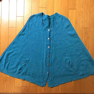 캐시미어 스톨 판초 블루그린