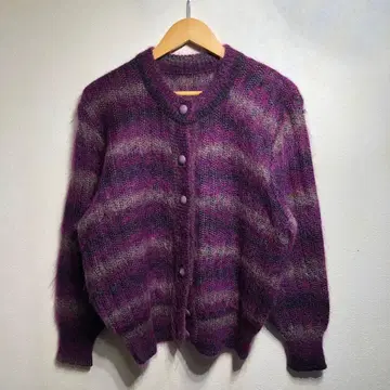 모헤어풍 퍼플 니트 가디건 retro