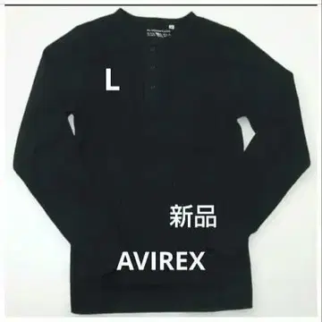 L 블랙 AVIREX 새상품 헨리넥 티셔츠