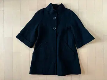 BALLSEY 캐시미어 혼방 블랙 7부 기장 코트