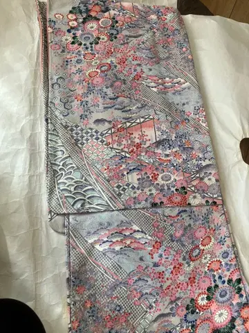 코몬 기모노 꽃무늬 핑크 계열 (미사용)