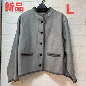 새상품 특가 인기 그레이 노카라 자켓 포켓 부착 L 사이즈