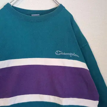 챔피온 나이스 컬러 자수 로고 보더 맨투맨 빅 루즈 빈티지